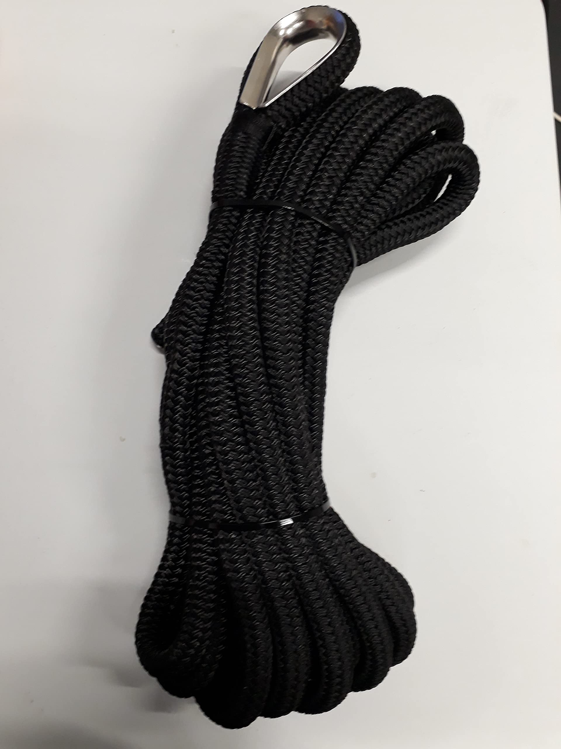 Corda Amarre Ø 20 mm punta 12 metri nero terminale acciaio inox Spissure alta resistenza