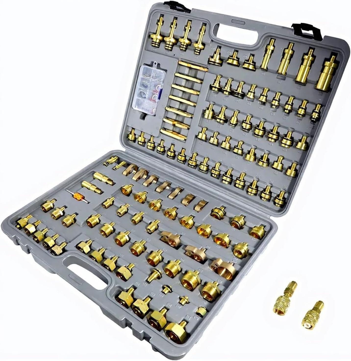 Automotive Air Conditioning Leak Test Adapter Leak Detection Repair Brass Kit 118pcs for A/C System Leak Picking Tool
