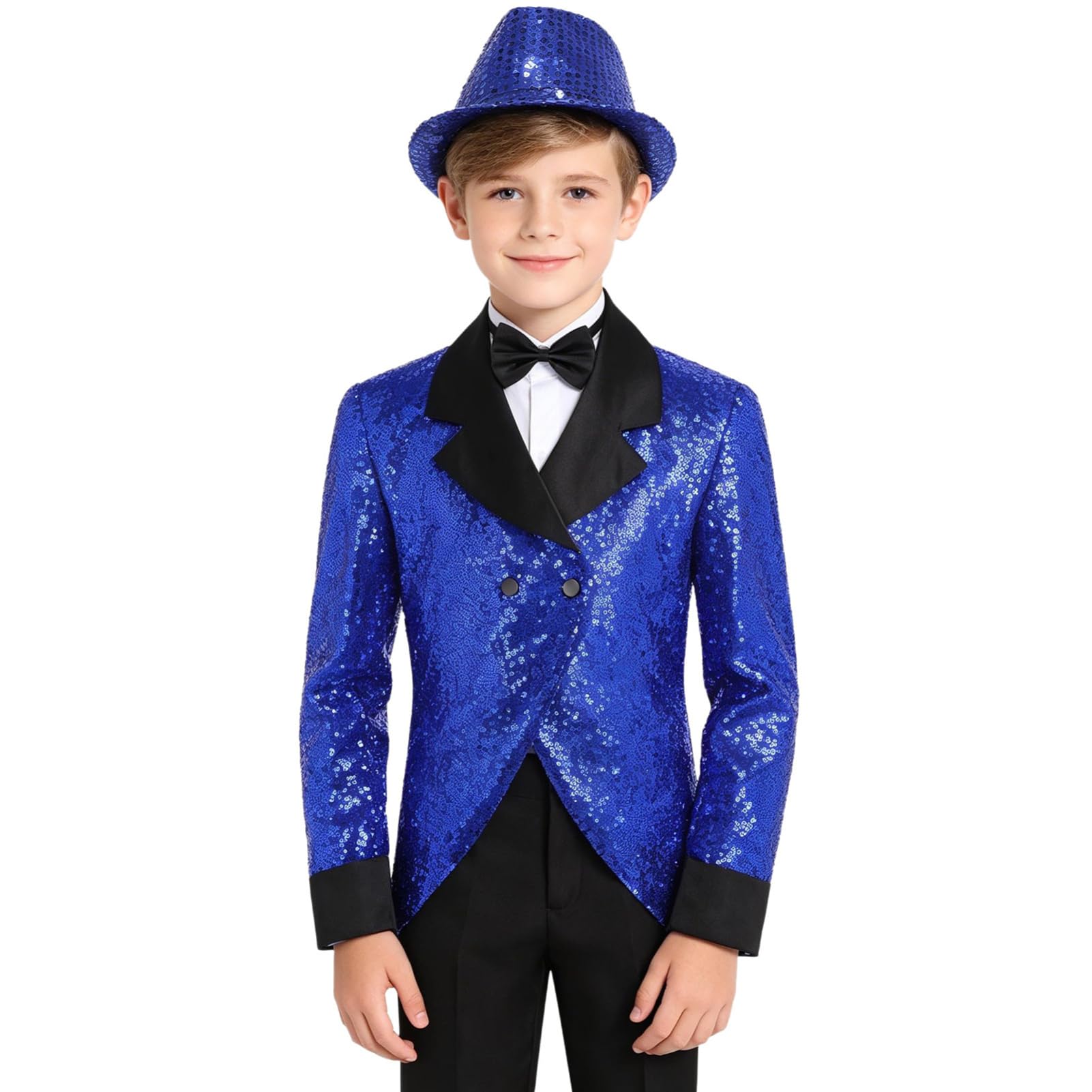 iEFiEL Kinder Smokingsjacke Elegant Jacket Sakko Jungs Festanzug Smoking Jacket Kostümzubehör Fedora-Hut Elegant Sakko Kinderanzug Party