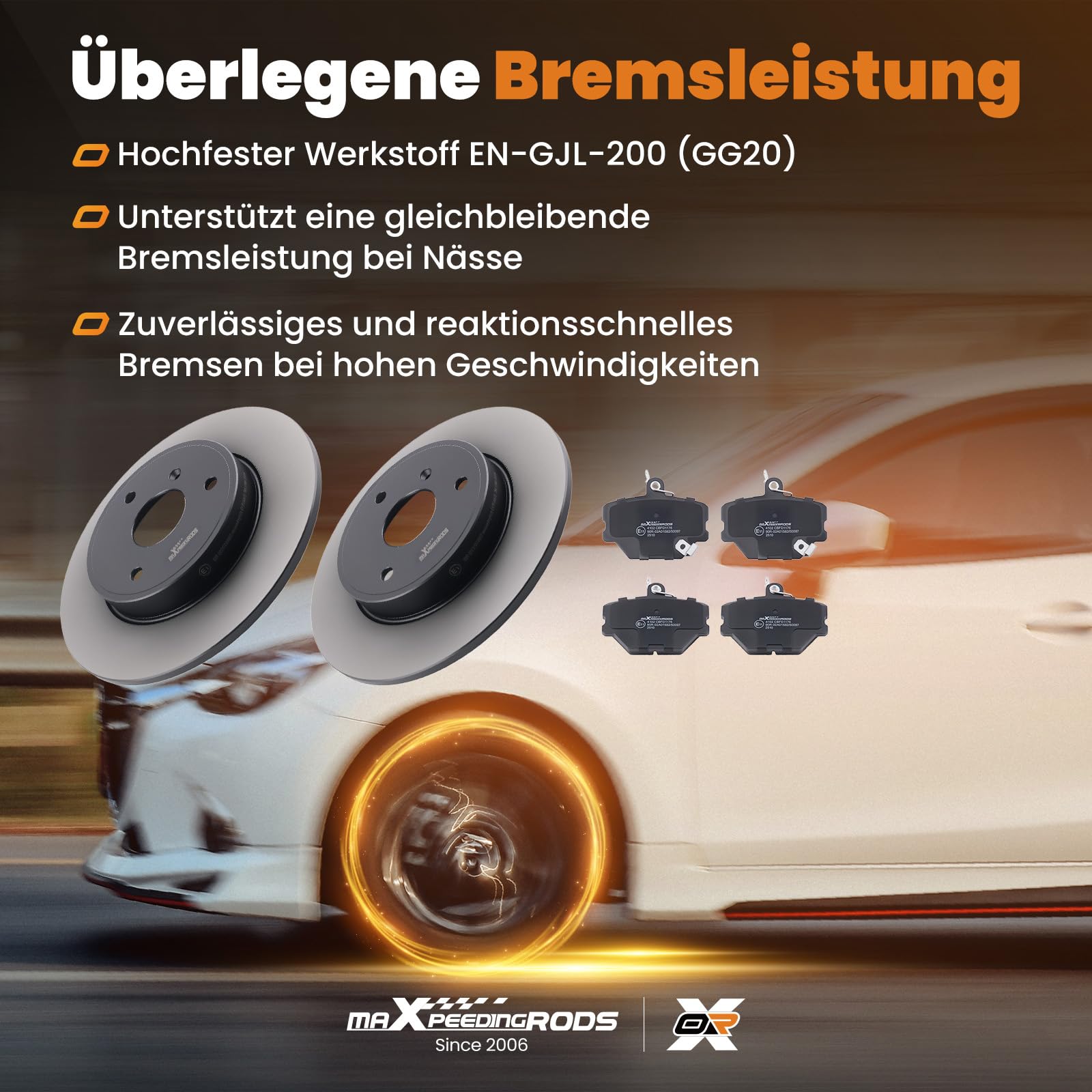 maXpeedingrods Set di freni con 2 dischi freno + 4 pastiglie freno anteriori da 280 mm, per Smart Fortwo Cabrio per City-Coupé 4514210112
