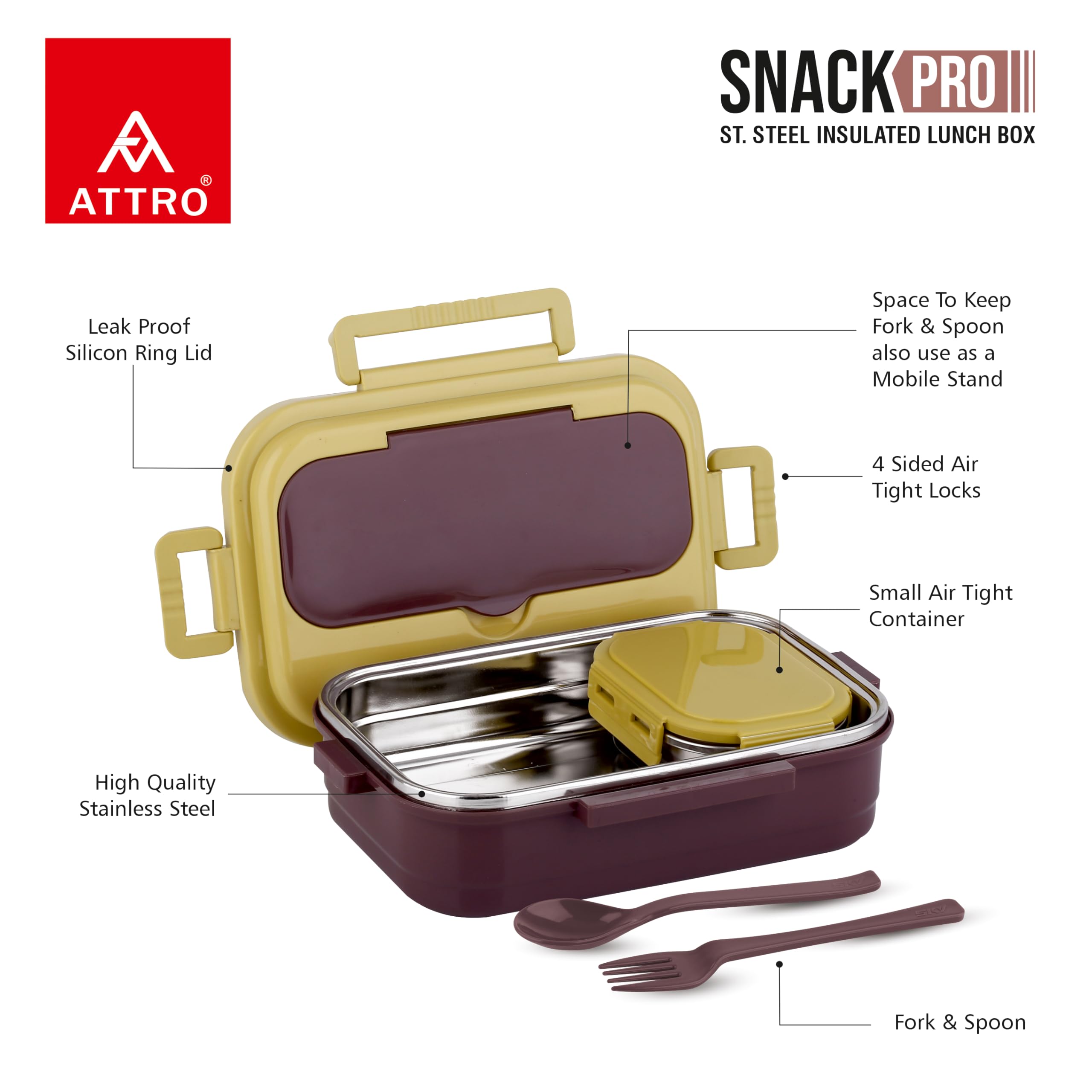 ATTRO SnackPro Lunch Box - Insulated & Leakproof -2