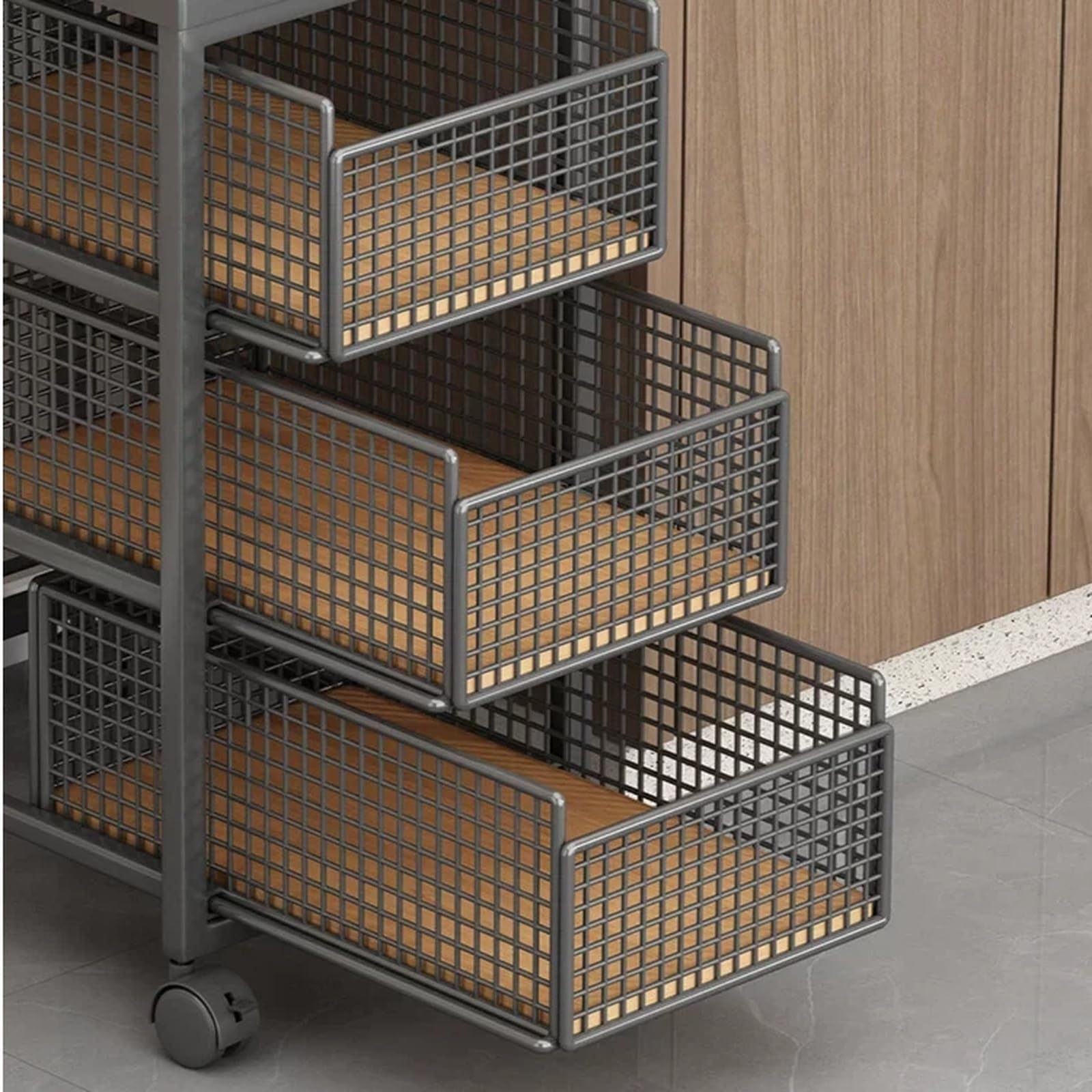 Carrello da cucina Carrello da cucina a 3 livelli con ripiano estraibile for cestini for frutta e verdura(Bianco)