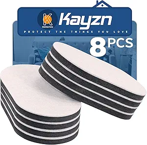 Felt Furniture Sliders 8pcs 3-1/2" x 6"- Reusable Heavy Duty Oval Sliders for Moving Furniture on Hard Floor - Quickly and Easily Move Couches/Beds/Armoires