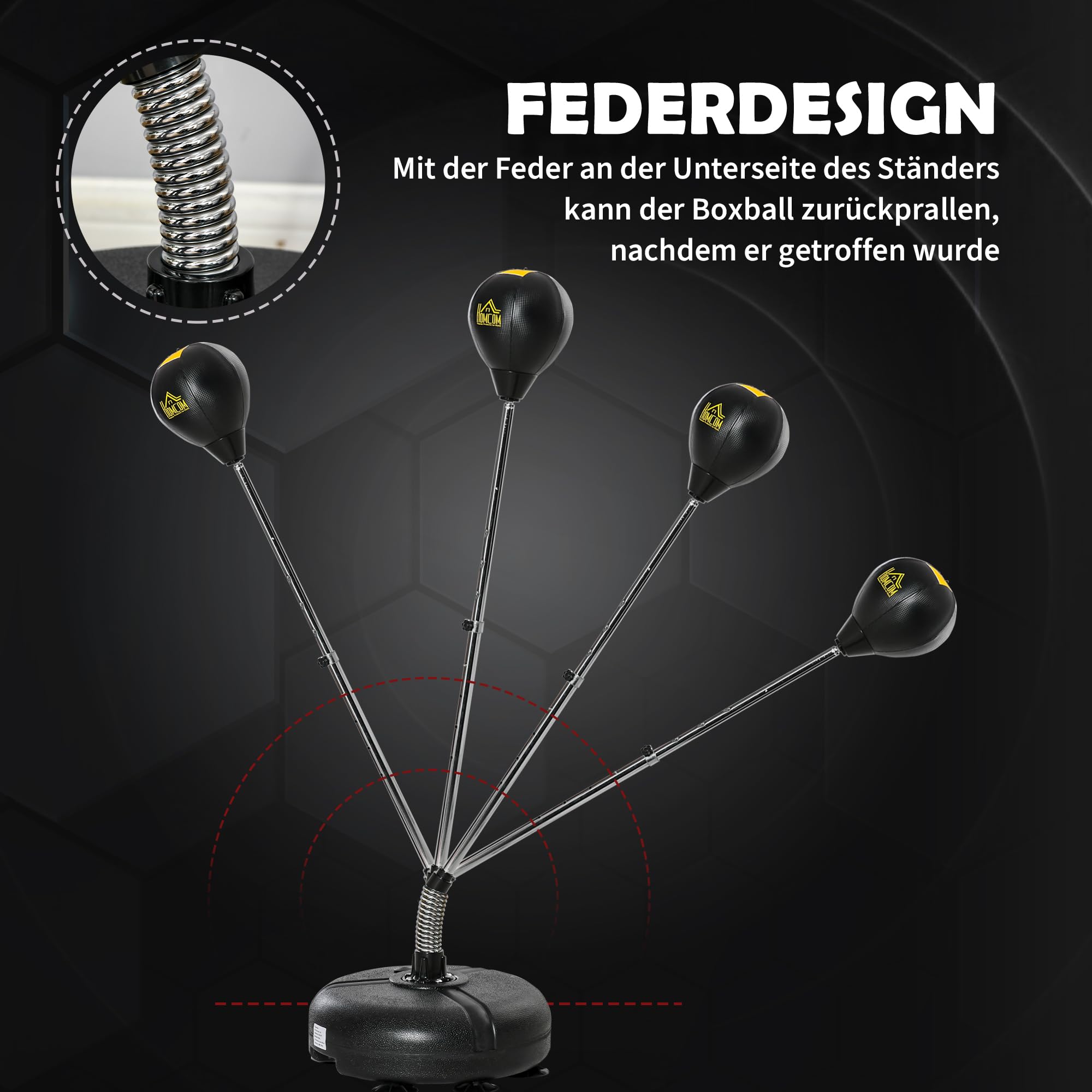 HOMCOM Punchingball Set Stehend 133-151 cm höhenverstellbar Schwarz