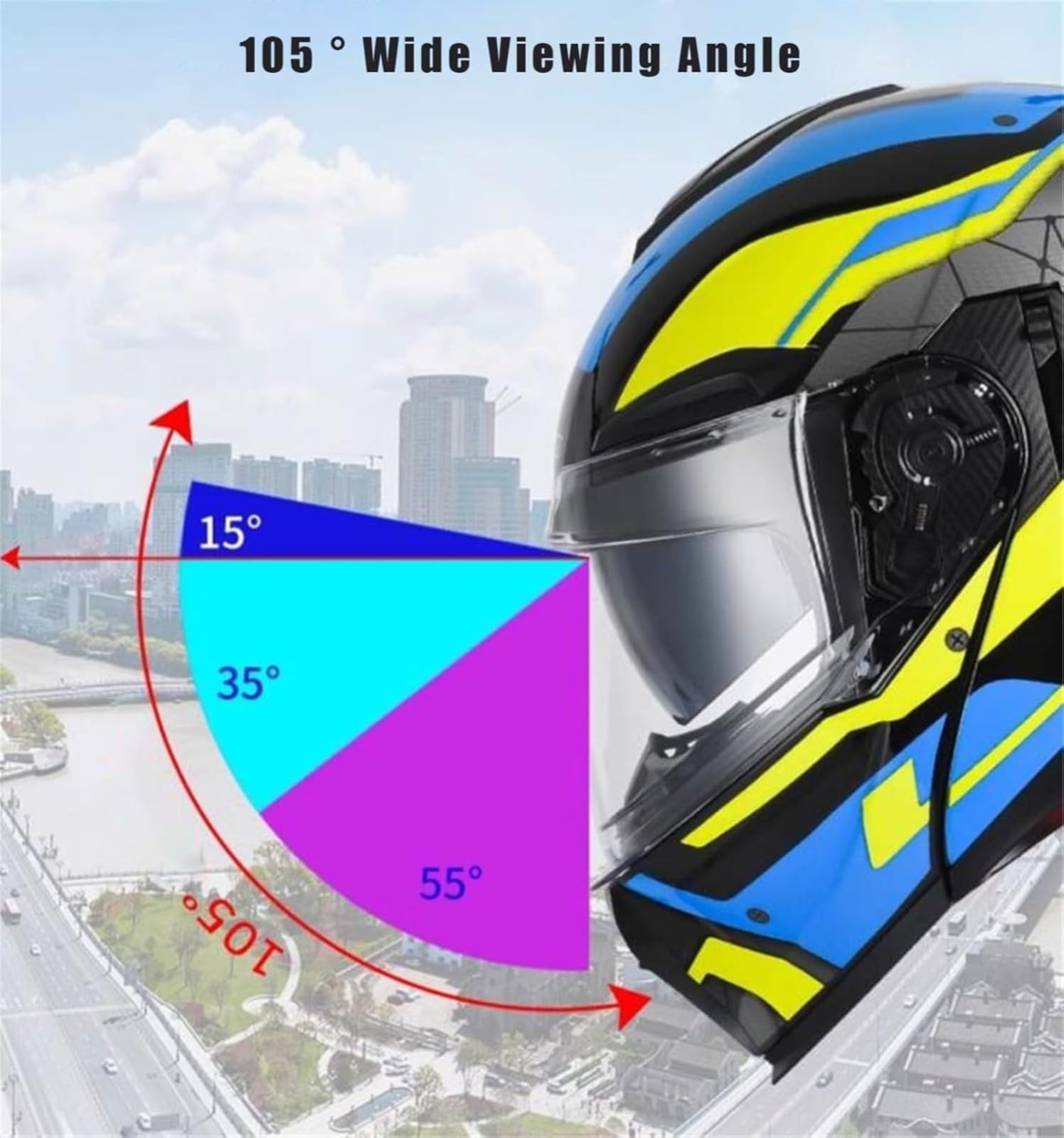 Kask motocyklowy Flip Up Modułowy Kask Integralny Kask Integral ECE Integral Modułowy Kask Motocyklowy z podwójną soczewką O, L = 59 ~ 60 cm