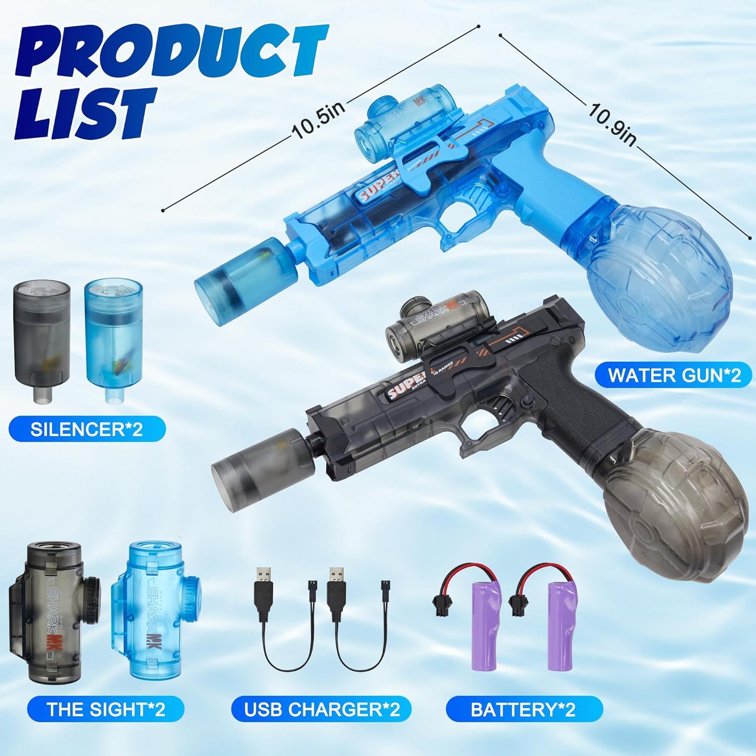 Elektryczny pistolet na wodę, 2 szt., w pełni automatyczny splasher, elektryczny pistolet na wodę dla dzieci i dorosłych, pistolet na wodę, pojemność 320 cmC, zabawka na lato