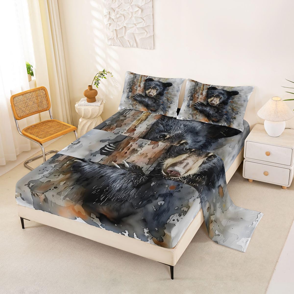 Loussiesd Komplet pościeli Black Bear King Size