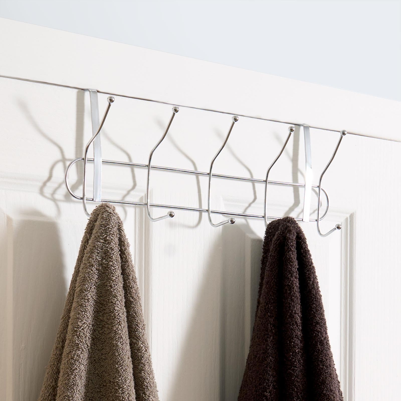Ohs Silver Over Door Hanger 10 Door Hooks For Bathroom Durable Sturdy Coat Hangers Rail For Towels Robes Jackets Hats Door Hangers For Bedrooms Easy Storage