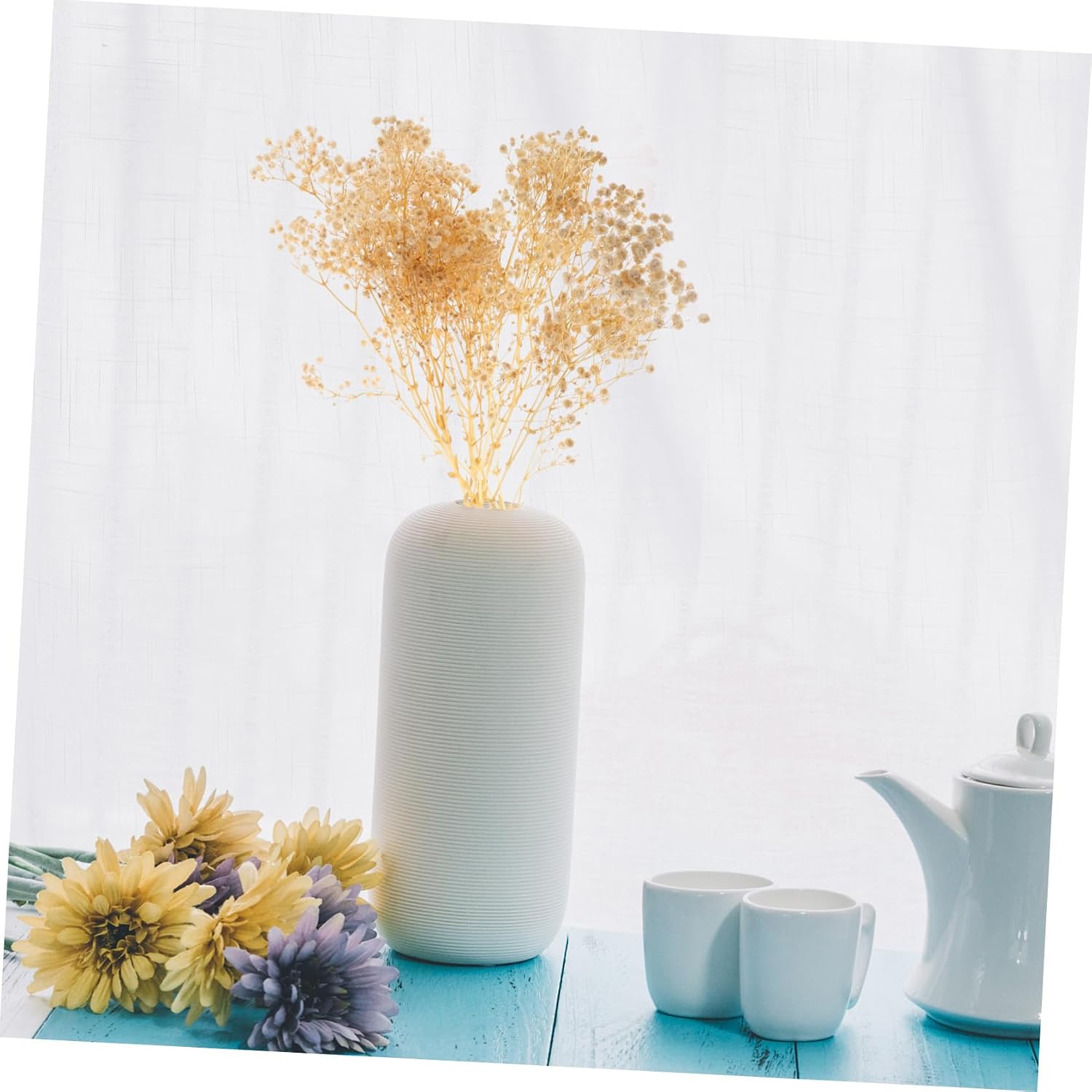 Cabilock Decorative Faux Breath Bouquet White Dried Gypsophila for Wedding Table Centerpiece Home Office Party Decor Natural Look Floral Arrangement
