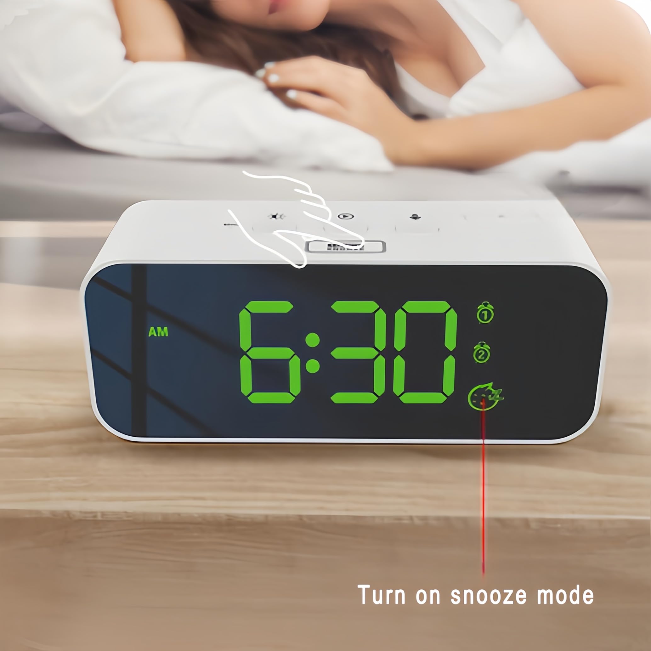 Orologio digitale con display RGB a colori, controllo vocale, multifunzione, LED, registrazione vocale, sveglia, retroilluminazione regolabile, funzione snooze 12/24 ore, presa per