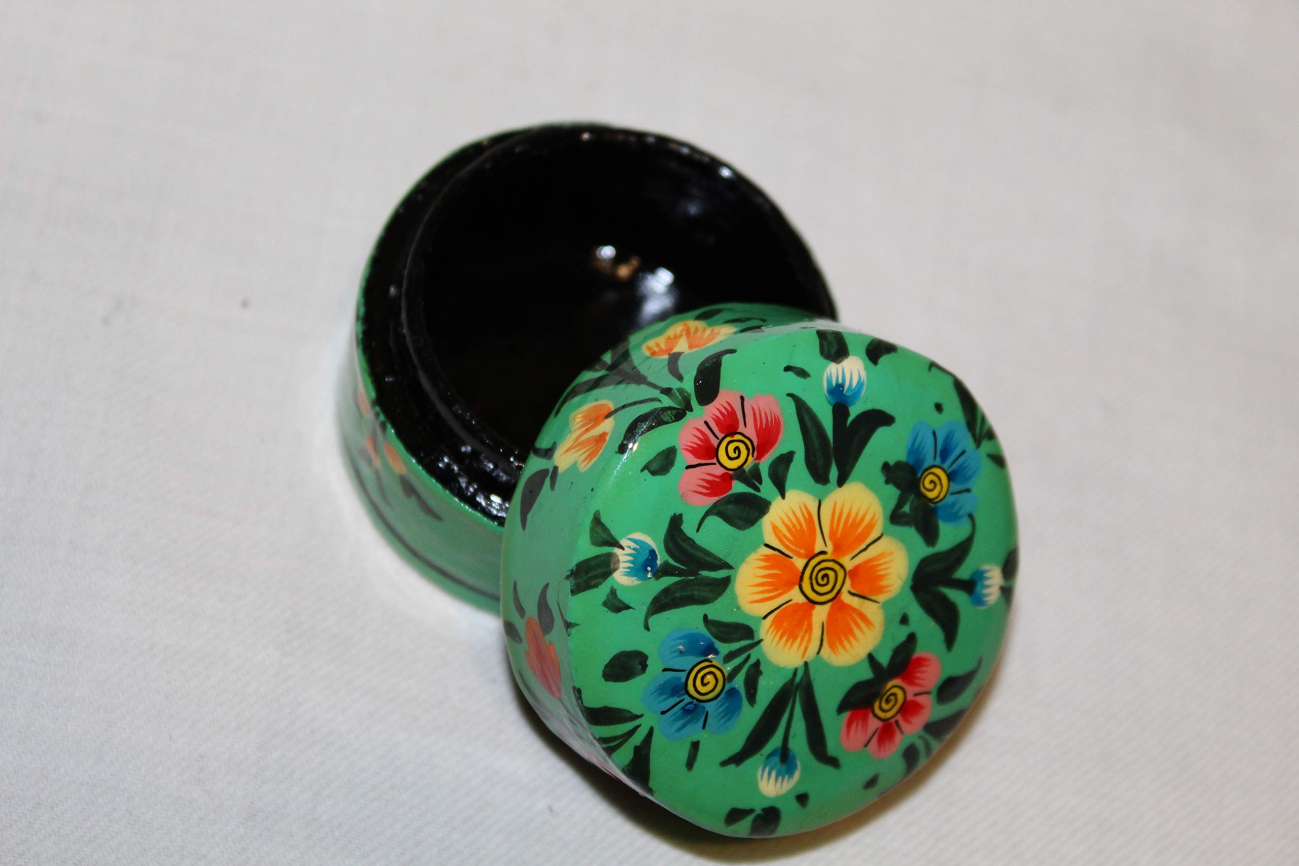 Rumikrafts Handmade Paper Mache Ring Box in Floral Design, for her (Green)