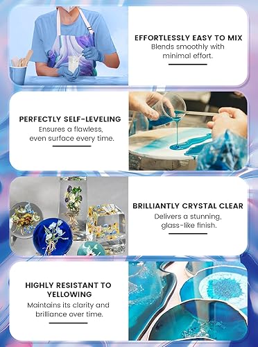 Miniatura 5 de Jarezina Kit de resina epoxi de 64 onzas, resina epoxi transparente, fuerte y sin burbujas, no se amarillea, autonivelante, fácil de mezclar 11,