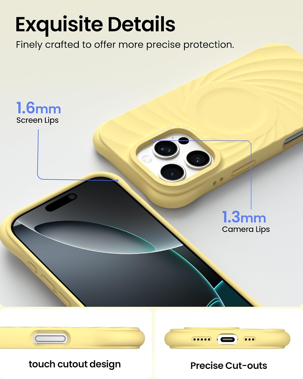 ORNARTO Vortuxe for iPhone 16 Pro Max Case, Fit for MagSafe, Buttercream Yellow image 4