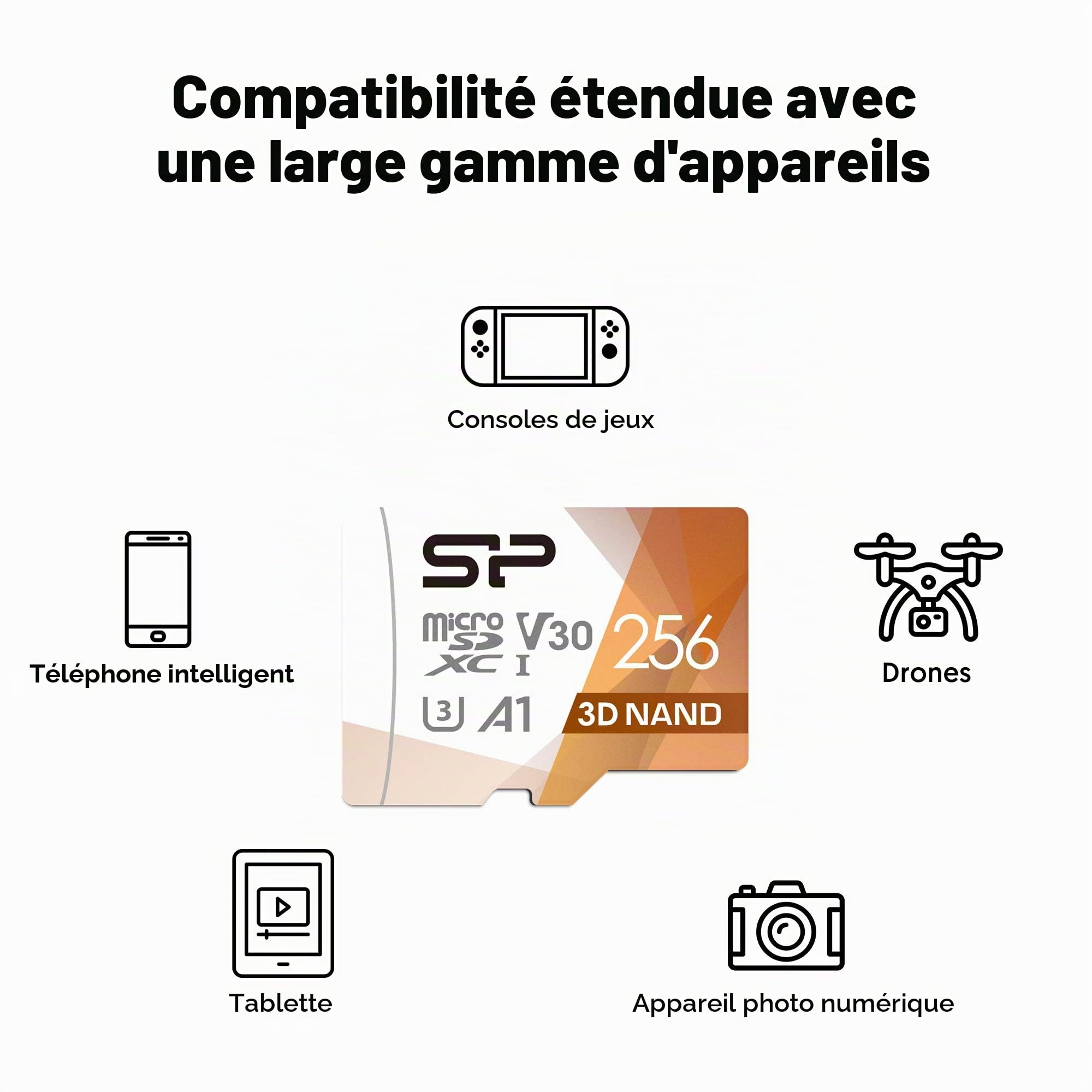 Silicon Power Carte mémoire microSDXC UHS-3 256 Go