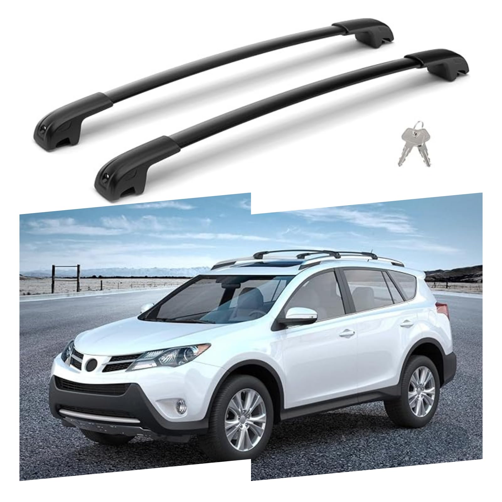 Adjustable Lockable Roof Rack Cross Bars Fit