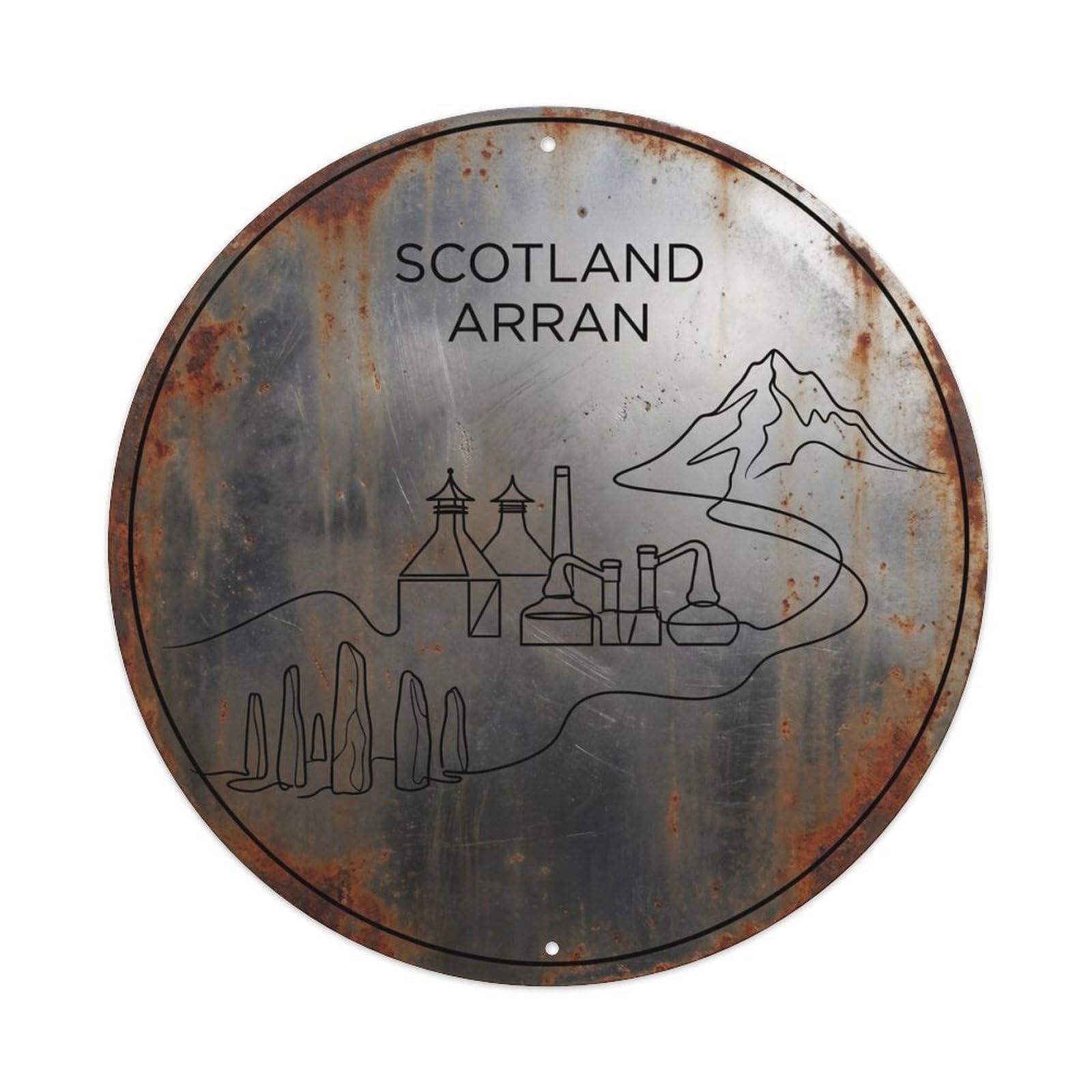 Arran Island Coast Celtic Minimal Geometry Travel Metal Tin Sign