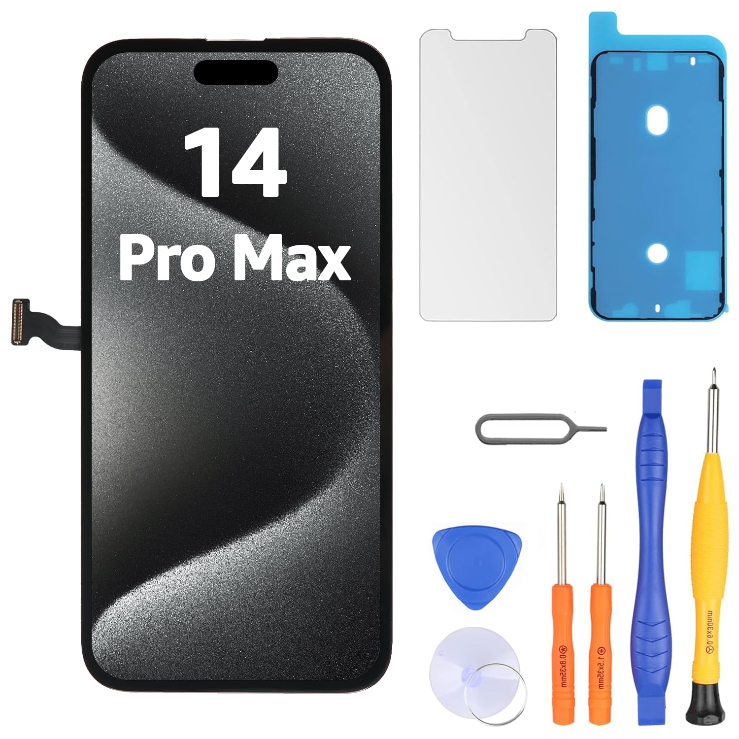 LL TRADER - Schermo LCD per iPhone 14 Pro Max 6,7" FHD, Schermo di Ricambio Touch Digitizer 3D Touch, Kit di Riparazione con Montaggio del Telaio 2026