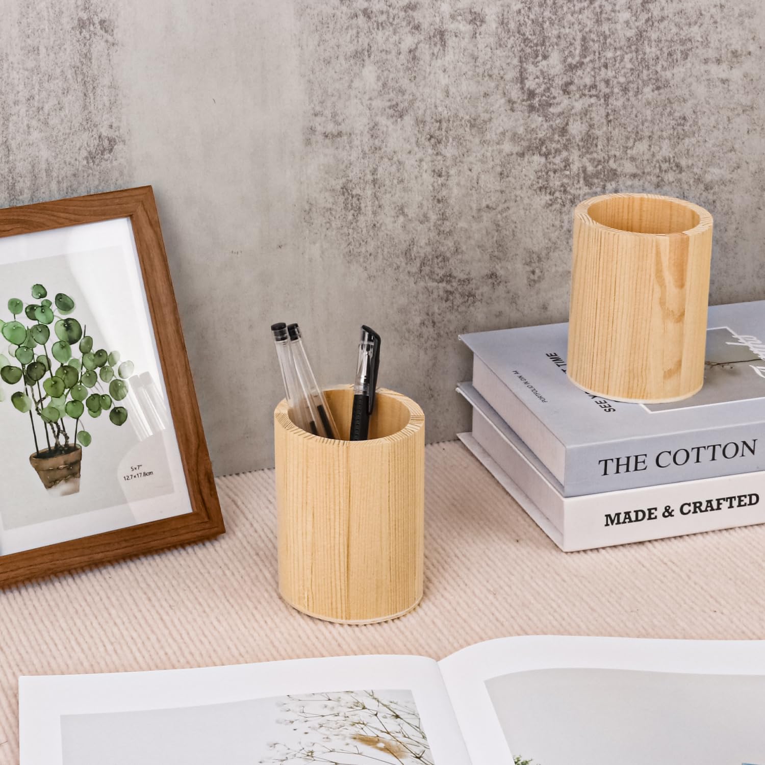 18 Stück runder unlackierter Holz-Bleistifthalter, 7,6 x 7,6 x 10,2 cm, Holz-Bleistiftbecher-Halter, Holz-Bleistiftbecher für Schreibtisch, Büro, DIY-Projekt