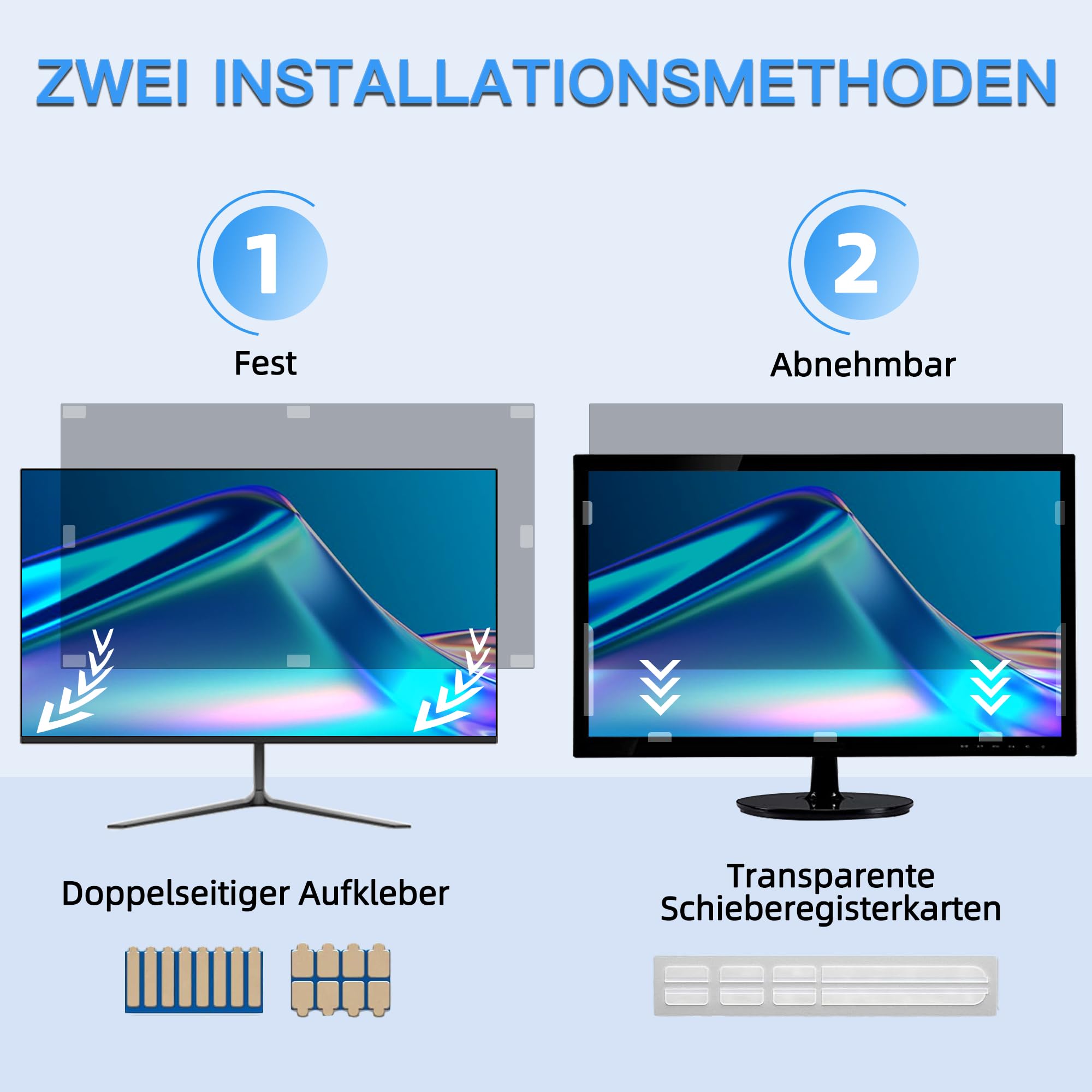 ZOEGAA Blickschutzfolie 24 zoll 16:9 für Monitor, Anti-Blaulicht 24" Sichtschutzfolie Bildschirm, Blendschutz Sichtschutz Monitor, Abnehmbar Computer Privacy Screen für HP Lenovo Dell Samsung Asus
