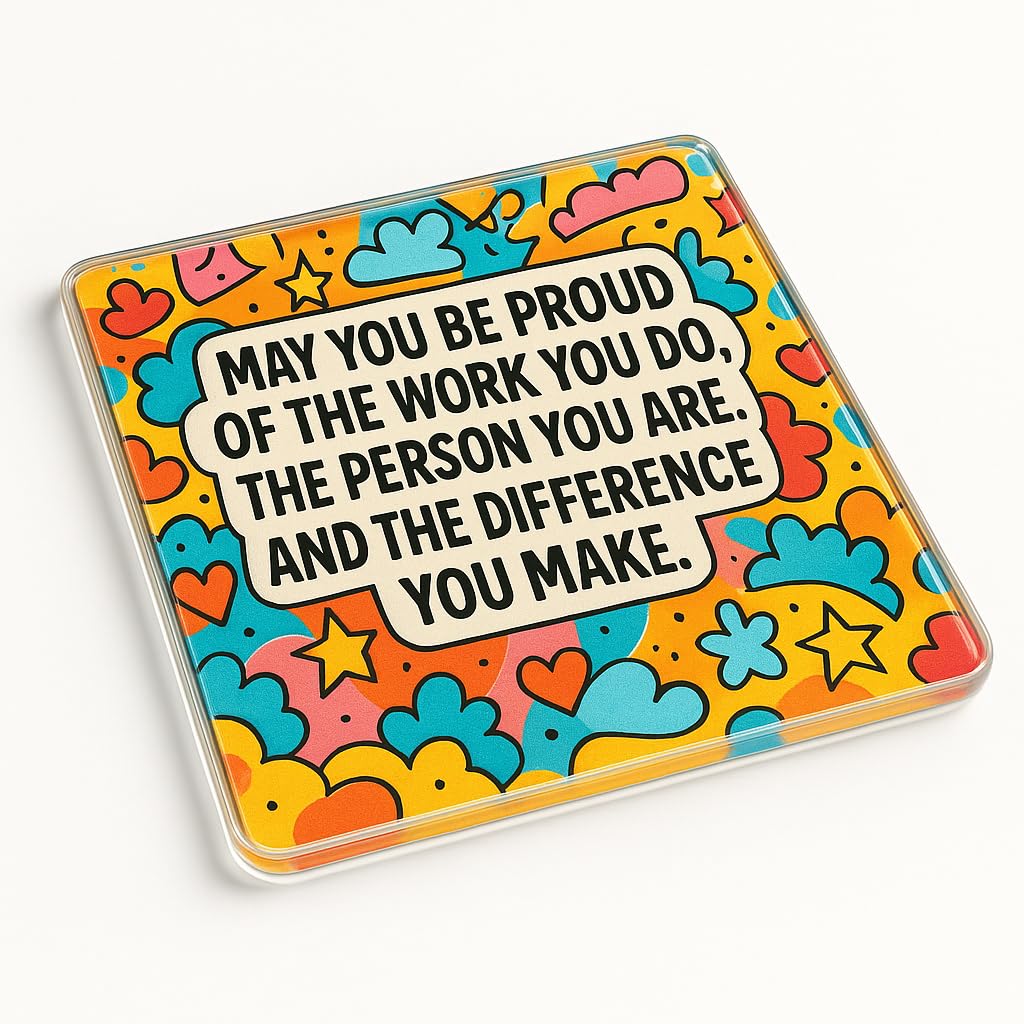 The Plum Penguin Joyful Essence Acrylic Coaster With Inspirational Quote - Motivational Decor Gift For Encouragement & Home Office
