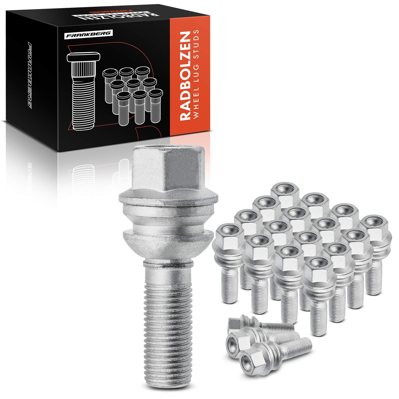 Frankberg 20x Perno de rueda Tornillo de rueda M14x1.5 Compatible con Q7 Transporter V A-m-a-r-o-k T-o-u-a-r-e-g C-a-y-e-n-n-e P-a-n-a-m-e-r-a 2002-Hetue