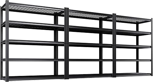 Miniatura 27 de Estantería de garaje de 71 pulgadas de alto, estantes de almacenamiento de 5 niveles, metal resistente, estante ajustable de acero para almacén,