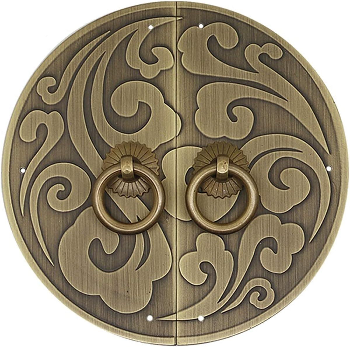 Oriental Door Knockers Luxury Wall Decor Restorer Supplies Antique Bronze Finish Brown Gate Pull Ring Solid Brass Knocker Minimalist Furniture Handle Round Homemade Dec (D)