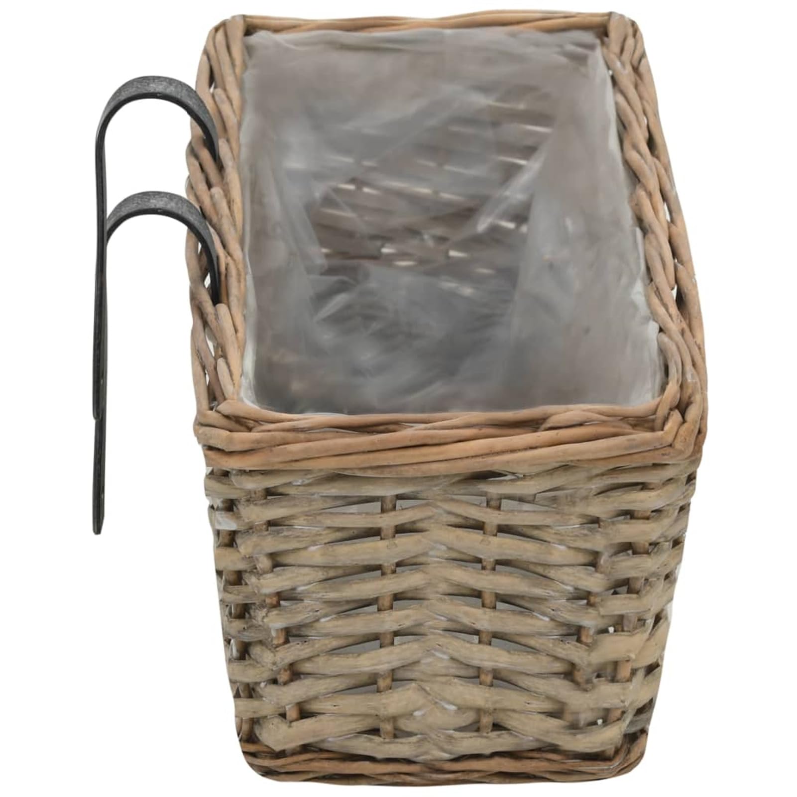 Jardinières Balcon 2 pcs Jardinière Suspendue en rotin Pot de Fleurs Aspect rotin Jardinieres Exterieur Bac Jardiniere Bac à Fleurs Extérieur Osier avec Doublure de PE-60 x 18 x 13 cm