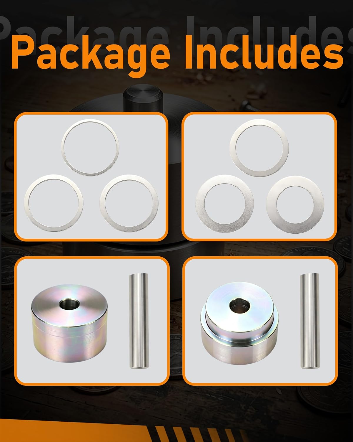 Coin-Ring Center Punch 7/16 inch Coin Ring Puncher & Spacer Set
