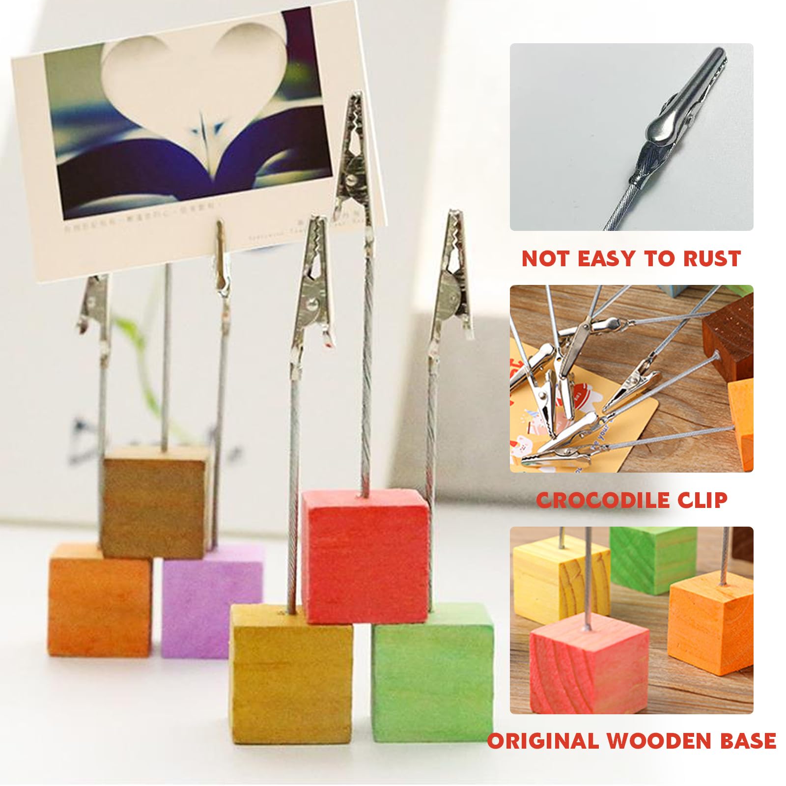 YUVKIN 10 Pezzi Porta Foto, Portafoto con Mollette, Clip Memo, Porta Note per Ufficio, Matrimonio, Festa, Decorazione Casa, Negozi, Ristoranti, Segnaposto Tavolo, Carte Prezzo (Base Rotonda Nera