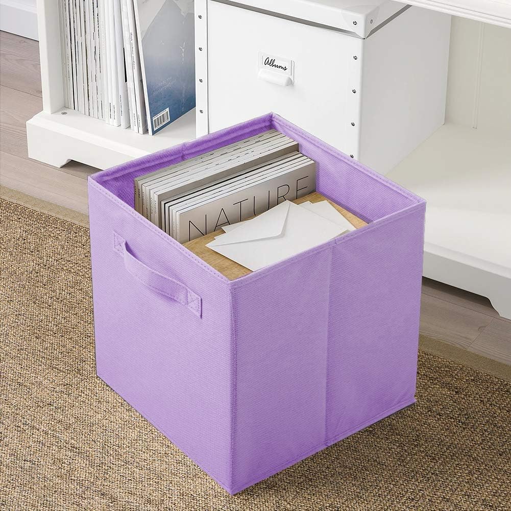 powerking Storage Box, 6 Pack Foldable Storage Cubes Storage Box Made of Fabric in Cube Shape, Rainbow Color