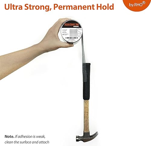 Miniatura 4 de by.RHO Kit de reparación de pantalla de ventana (negro, 2 pulgadas x 15 pies) para ventanas y pantallas de puertas, agujeros de 3 capas de adhesivo