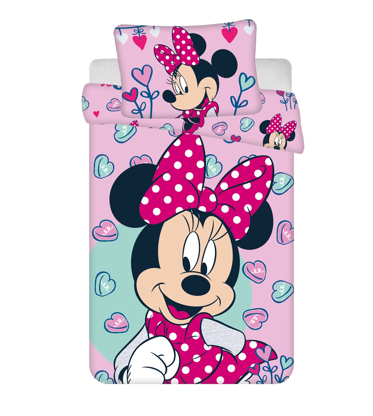 Ac-Déco Pink Minnie Mouse Reversible Bedding Set – 100 X 135 Cm – Baby
