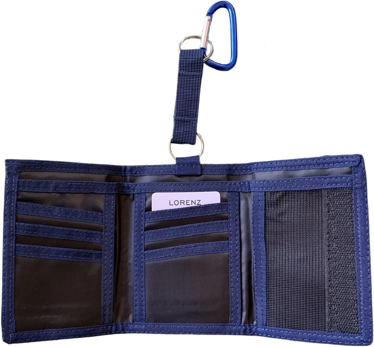Lorenz Mens Slim Canvas Sports Wallet with Belt Hook - Navy Blue - Image 3