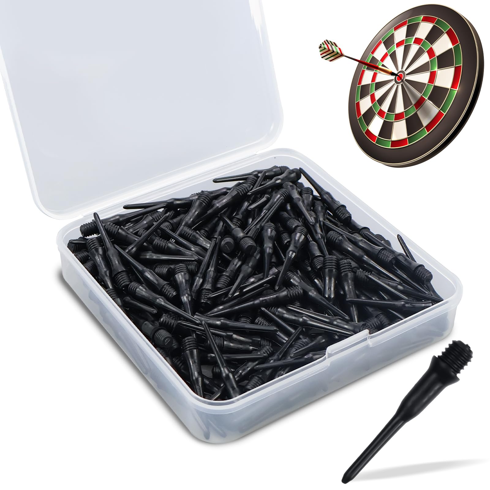 KXVXXV Dartspitzen Kunststoff Dart Spitzen Soft Ersatzspitze Nicht Leicht zu Brechen und Stabil 200 Stück Schwarz für Dartpfeile mit Kunststoffspitze
