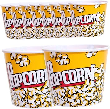 Cabilock Popcorn Bucket Set of 10 PP Lightweight and Tear Resistant Popcorn Containers for Party and Movie Treats - Multipurpose Design for Biscuits, Candies, Snacks and Small Gift Packaging