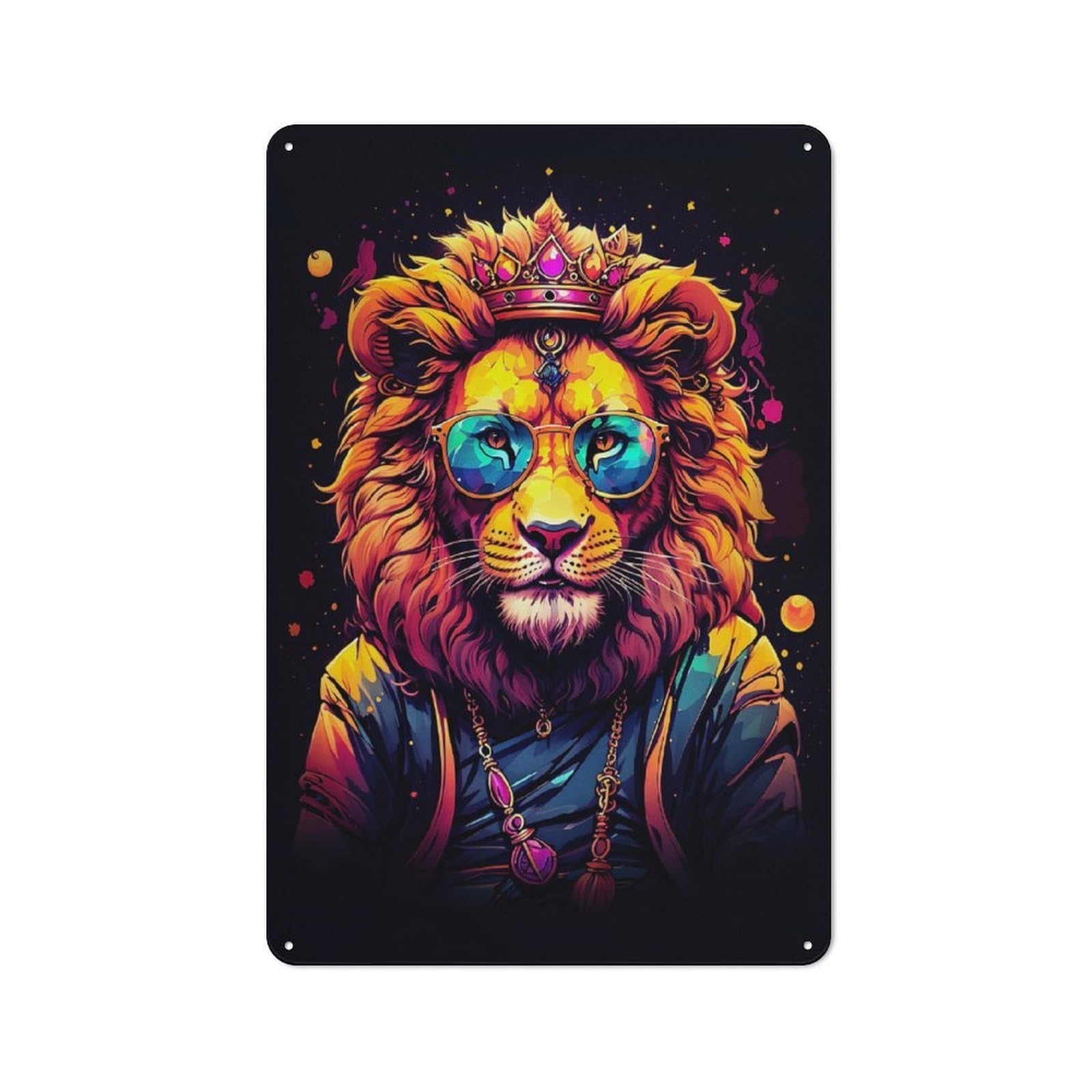 Junmoney Cute Lion Vintage Metal Plaque 30X20cm For Living Room Or Hallway, A Christmas Gift For People Styling Living Room And Hallway