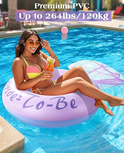 Miniatura 43 de HeySplash Anillos de natación inflables con purpurina, flotador de piscina de verano en forma de flor, flotadores de tubo flotador, juguetes