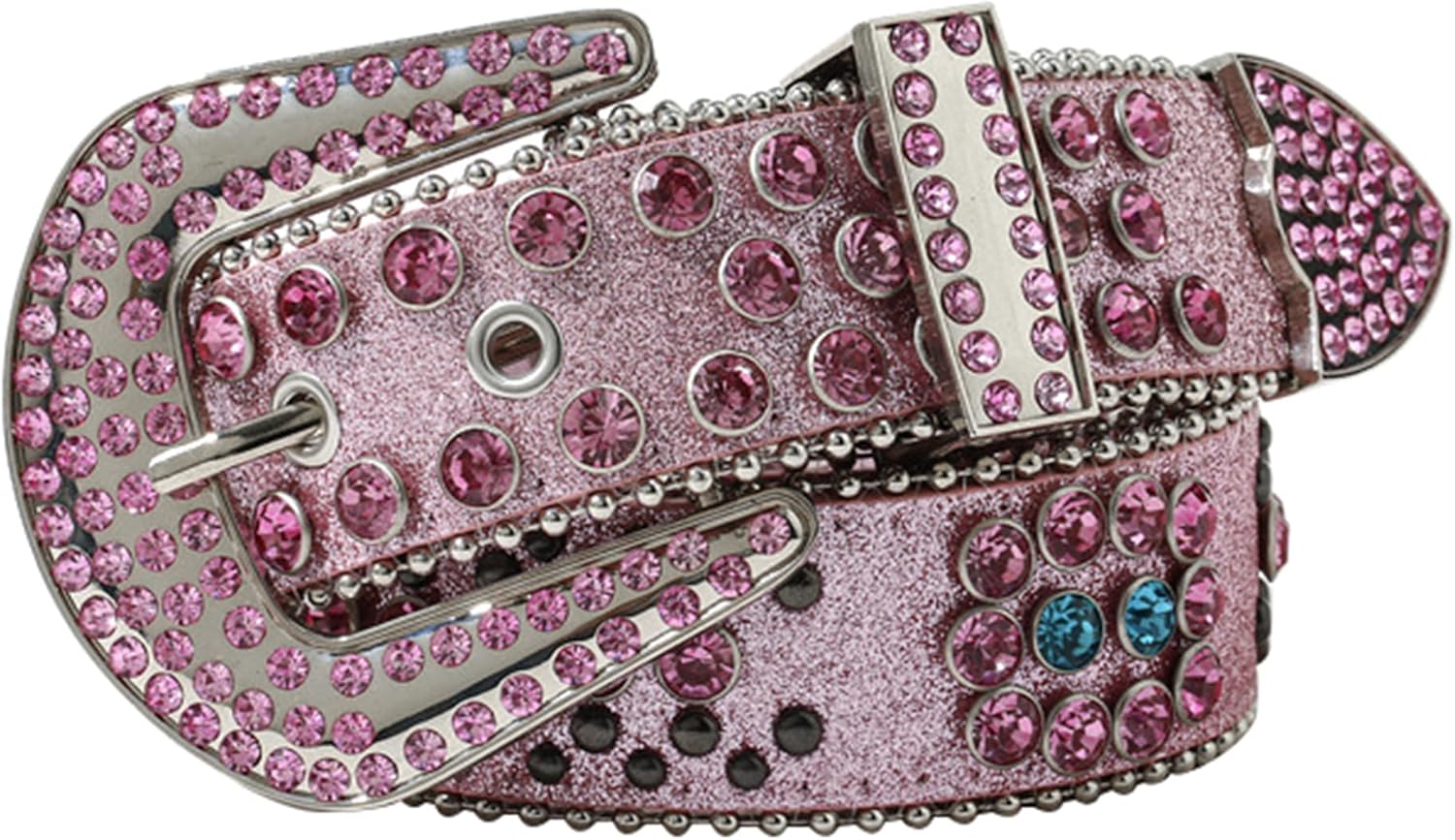 Rhinestone Belts for Women, Western Sparkly Studded Waist Strap Cowgirl Cowboy PU Leather Belt for Jeans Dresses