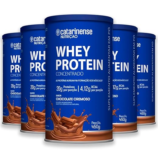 Kit 5 Whey Protein Concentrado Catarinense 450g Chocolate