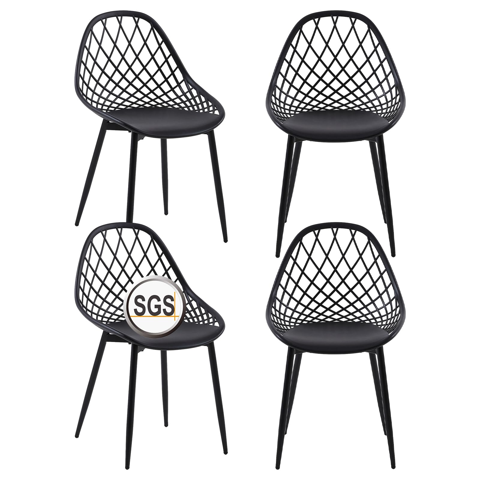 buybyroom Juego de 4 sillas de jardín para Exteriores, sillas de terraza con Patas de Metal, reposapiés Ajustable, sillas de salón para Exteriores, jardín, balcón, Muebles, sillas de Comedor para