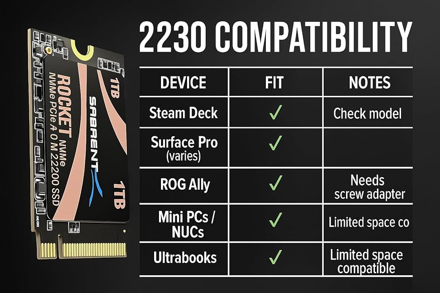 Amazon.com: SABRENT Rocket 2230 1TB NVMe SSD – PCIe Gen4 M.2