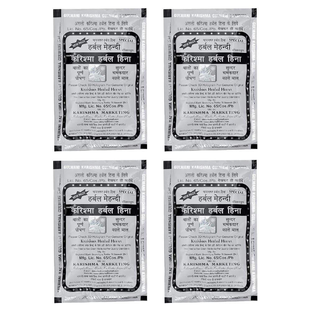 Lal Chand and Sons KARISHMA Herbal Hina Mehendi for Unisex (Black, 200 g) Pack of 4-picture-52