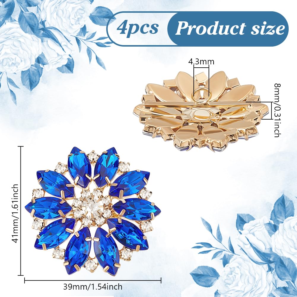 Amazon.com: FINGERINSPIRE 4 Pcs Blue Flower Alloy Rhinestone