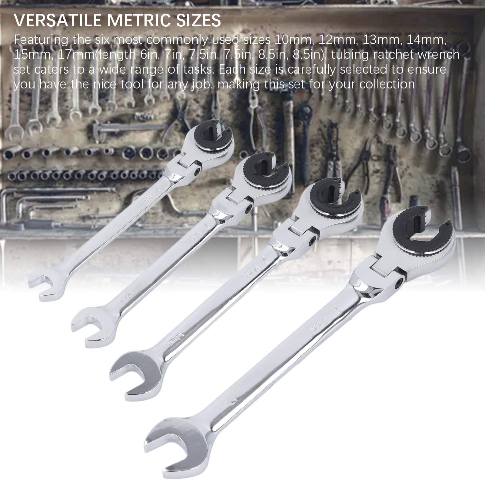 Zestaw Kluczy Grzechotkowych, Metryczny Klucz Grzechotkowy z 72 Zębami, Klucz Grzechotkowy do Rur od 10 do 17 Mm, Klucz Płasko-oczkowy z otwartą końcówką Przekładni