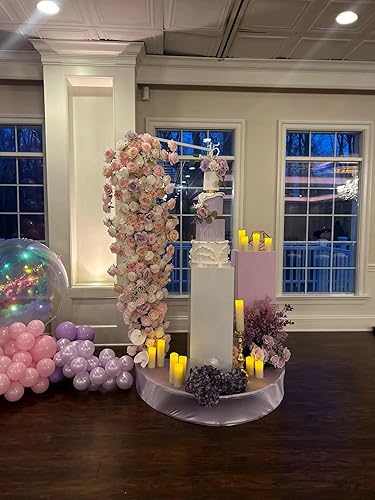 Miniatura 18 de VINCIGANT Juego de 3 mesas cilíndricas de metal para fiestas, juego de 3 mesas cilíndricas decorativas para fiestas, pedestales de exhibición