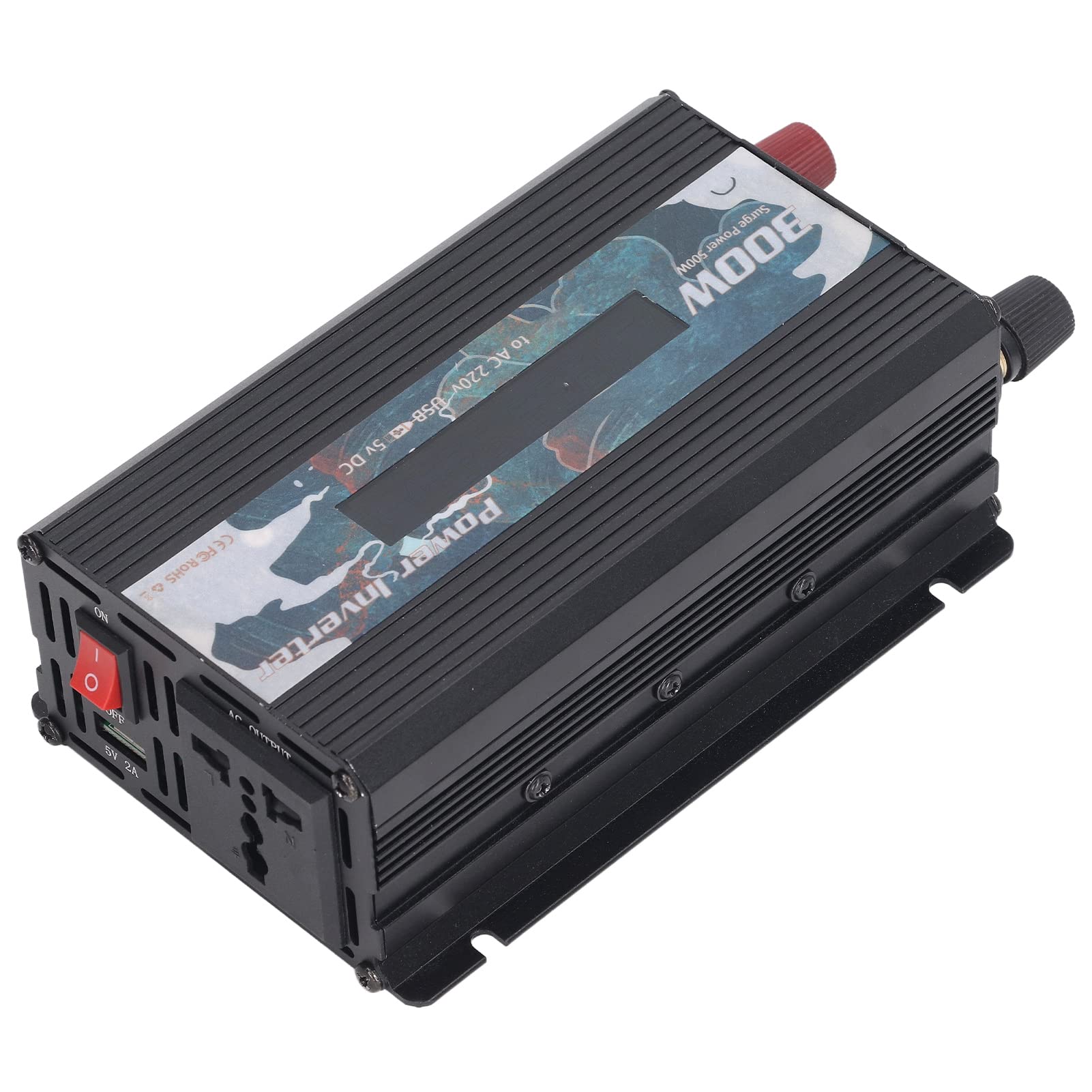 Omabeta Auto-Wechselrichter, Effizienter 300-W-Sinuswellen-Konverter für Laptops, Ventilatoren, Fernseher für den Urlaub, Aluminiumlegierung (DC12V)