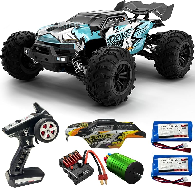 1:16 Scale Brushless RC Car - 50+ MPH High Speed All Terrain Off-Road Monster Truck for Adults & Teens 14+ | 2.4GHz, 2X LiPo Batteries, RTR | Hobby Grade Remote Control Vehicle