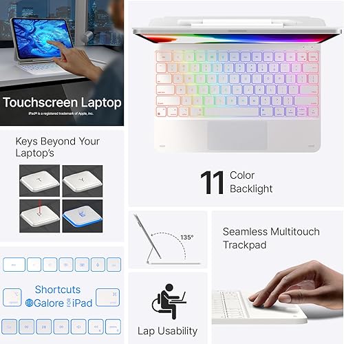 Miniatura 55 de typecase Funda de teclado Edge para iPad Air de 13 pulgadas (M3/M2, 2025/2024) y iPad Pro de 12.9 pulgadas (6ª/5ª/4ª/3ª generación), teclado mágico
