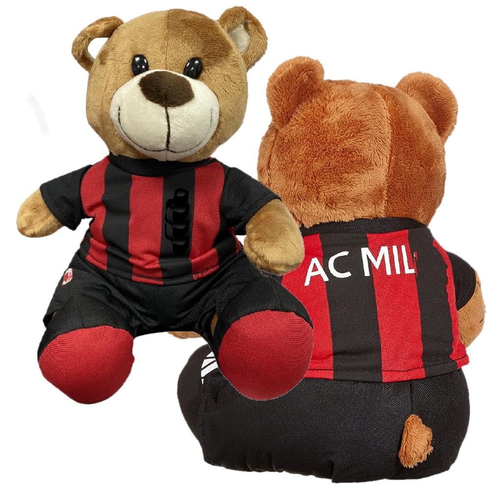 Generico Peluche Orso Rossonero Calcio Orsetto Ufficiale MILANO 16 cm o 23 Cm Pupazzo Orso Personalizzabile con Il Tuo Nome PS 10931-10901-PER-FC